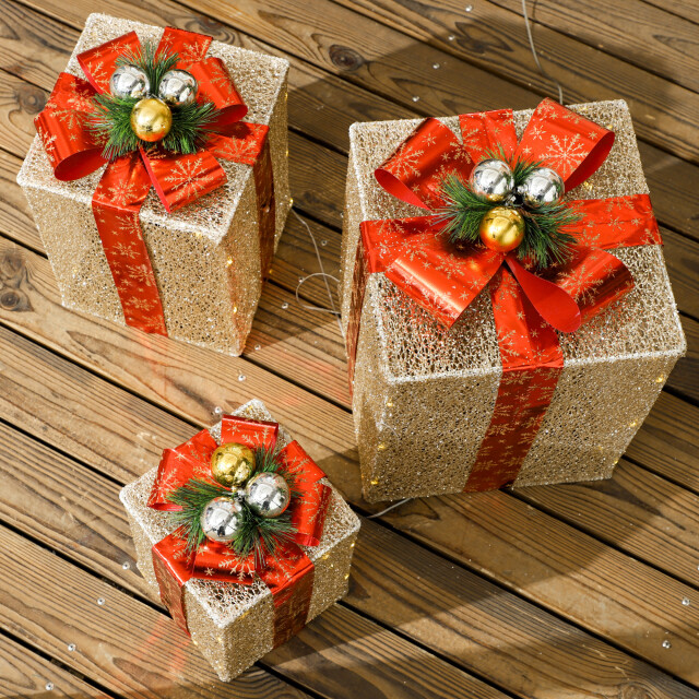 4goodz Set 3st kerstfiguur verlichte cadeauset met 58 led 3389870 large