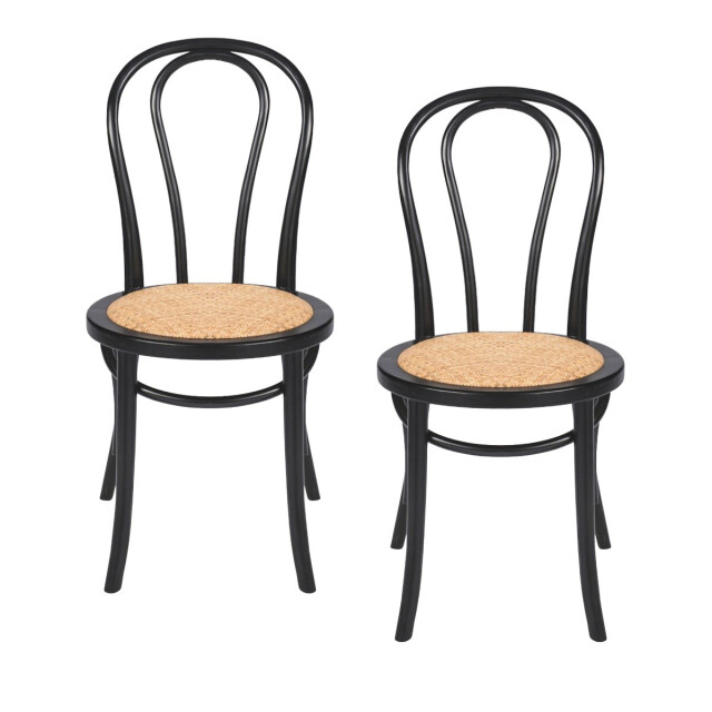 Signature Set van 2 stoelen in beukenhout met zwarte afwerking en rotan zitting troquet 3357682 large