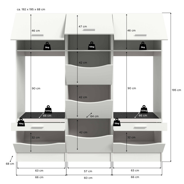 Furnilux Wasmachine ombouw 3 delige set free in 193x195x68 cm 3389111 large