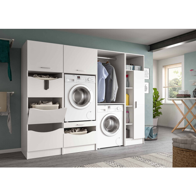 Furnilux Wasmachine ombouwkast 4-delig free 248x195x68 cm in antraciet – badkamerkastset, 3389211 large