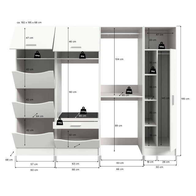 Furnilux Wasmachine ombouwkast 4-delig free 248x195x68 cm in antraciet – badkamerkastset, 3389211 large