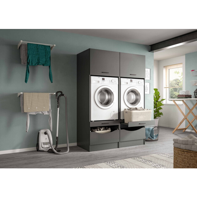 Furnilux Wasmachineombouwkast free 2-delige set 133x195x68 cm in antraciet 3389189 large