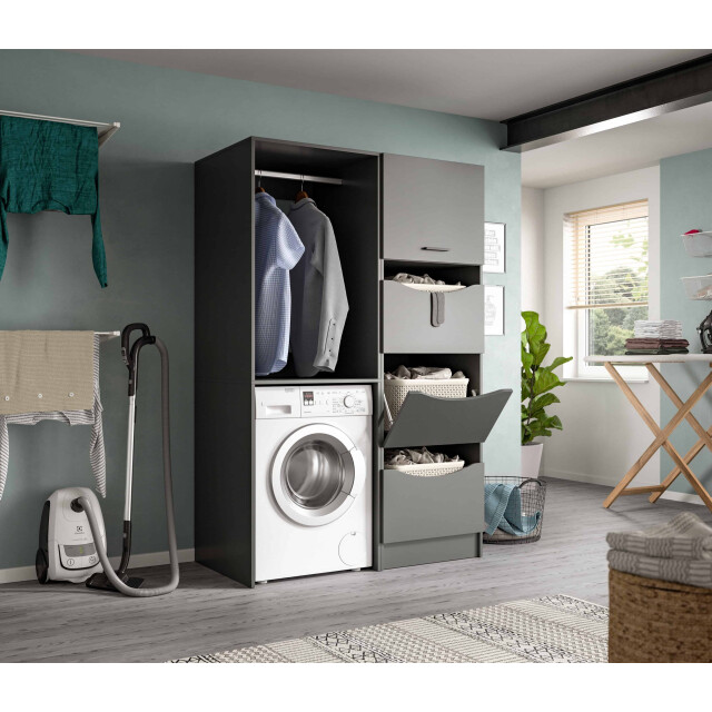 Furnilux Wasmachinekast free 66x195x60 cm in antraciet – kastoplossing voor wasmachine en 3389149 large