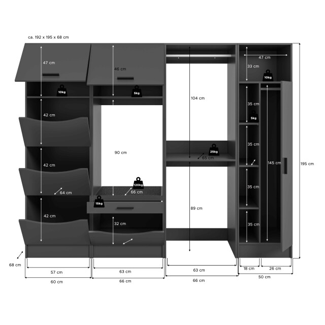 Furnilux Wasmachine ombouwkast 4-delig free 248x195x68 cm in – badkamerkastset, 3389207 large