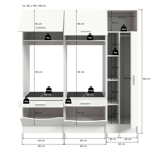 Furnilux Wasmachine ombouwkast free 3 delige set in 182x195x68 cm 3389108 large