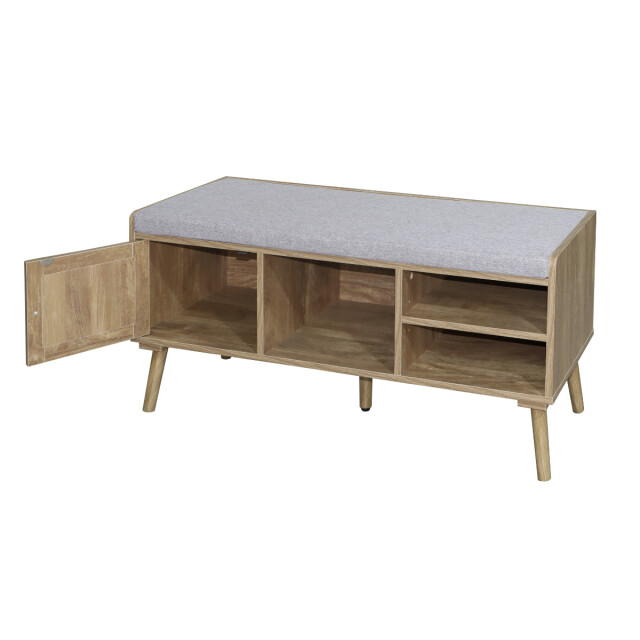 CaliCosy Schoenenbank 1 deur met rotan front en 3 open niches l100 cm palmo 3389835 large