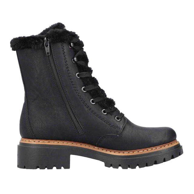Rieker Dames ecologische leren bontgevoerde enkellaarsjes UTPP6885_black large