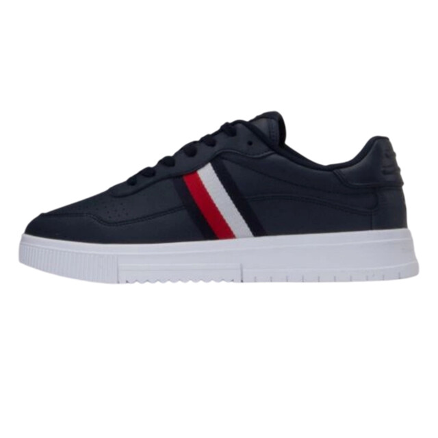 Tommy Hilfiger Heren supercup stripe leren trainers UTPP6779_navyblue large