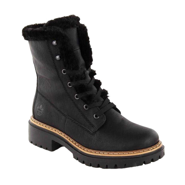 Rieker Dames ecologische leren bontgevoerde enkellaarsjes UTPP6885_black large