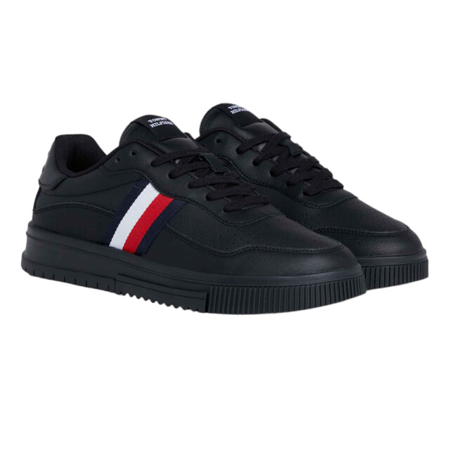 Tommy Hilfiger Heren supercup stripe leren trainers UTPP6779_black large