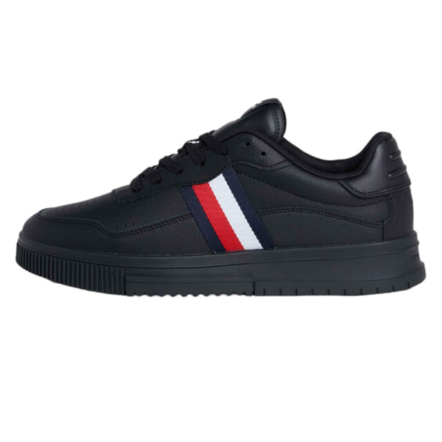 Tommy Hilfiger Heren supercup stripe leren trainers UTPP6779_black large