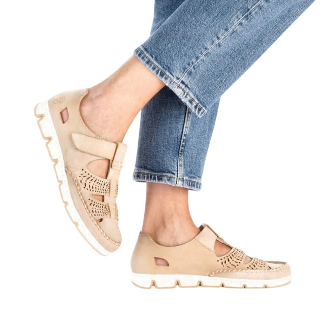 Rieker Dames uitgesneden leren schoenen UTPP6616_brown large