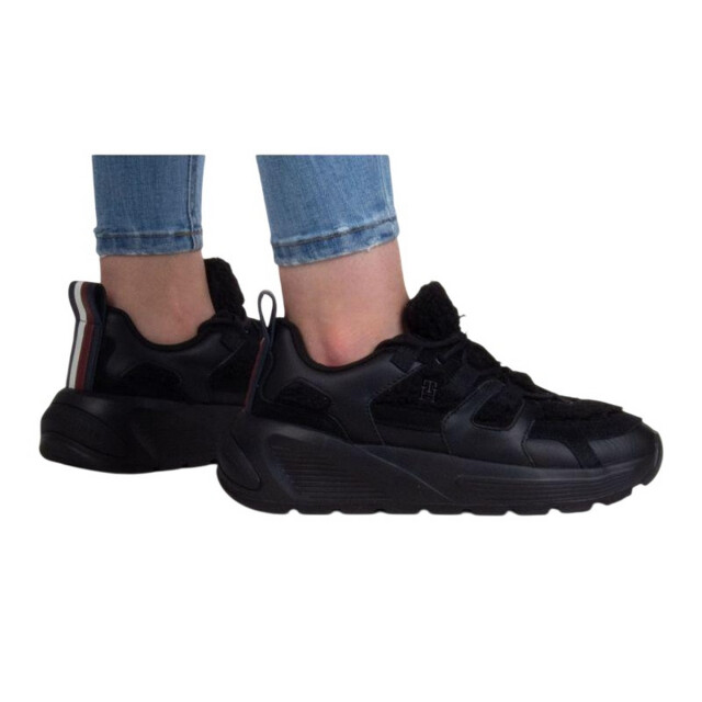 Tommy Hilfiger Dames bont suède trainers UTPP6252_black large