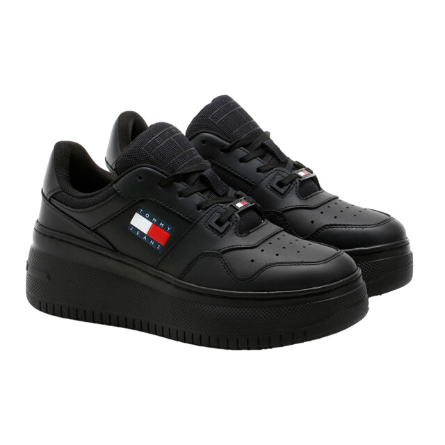 Tommy Hilfiger Dames tjw retro leren basketbalschoenen UTPP6545_black large