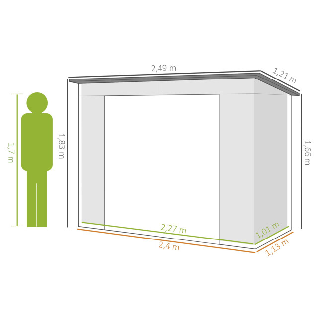 4goodz Gereedschapsschuur metaal met dubbele deuren 249x121x183cm - 3357696 large