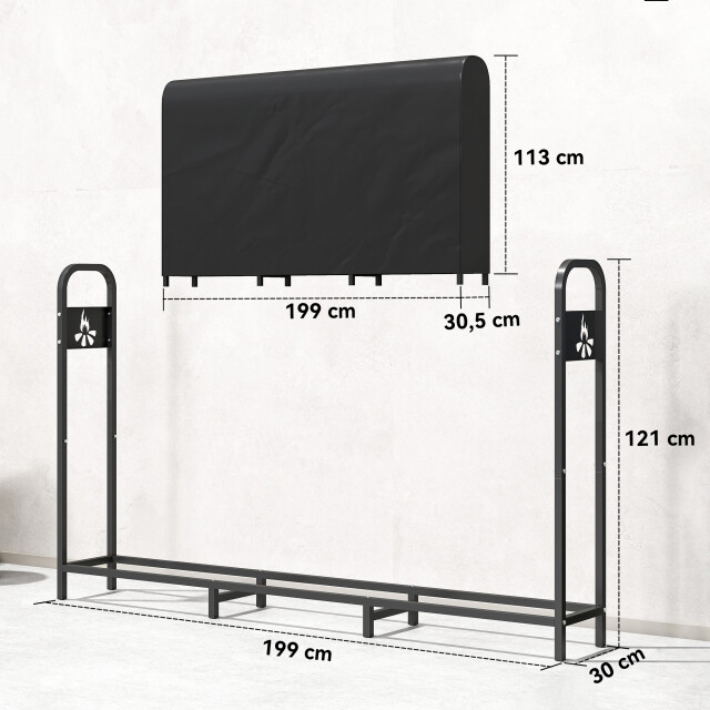 4goodz Haardhoutrek met cover 300kg 199x30x121cm - 3389880 large