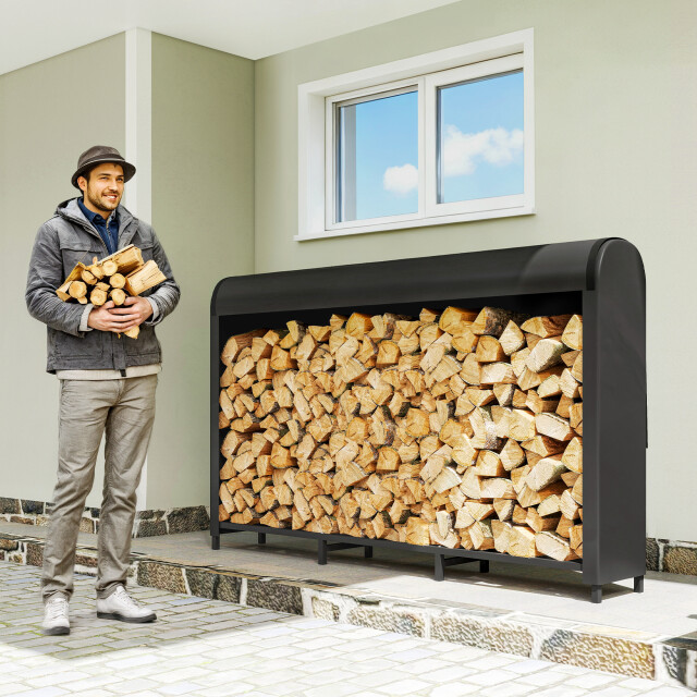 4goodz Haardhoutrek met cover 300kg 199x30x121cm - 3389880 large