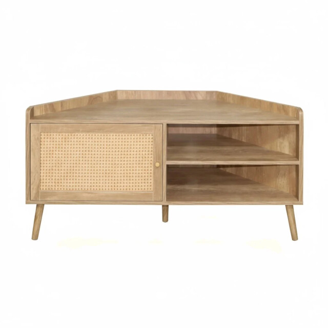 CaliCosy Hoek tv-meubel met 1 deur en rotan front en 2 open nissen l120 cm palmo 3392062 large