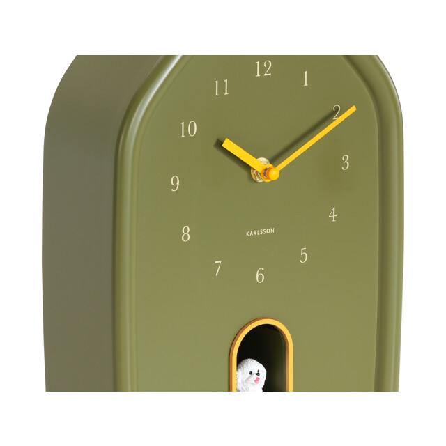 Karlsson wandklok modern doggy luxury green- Ø29,1cm 3259476 large