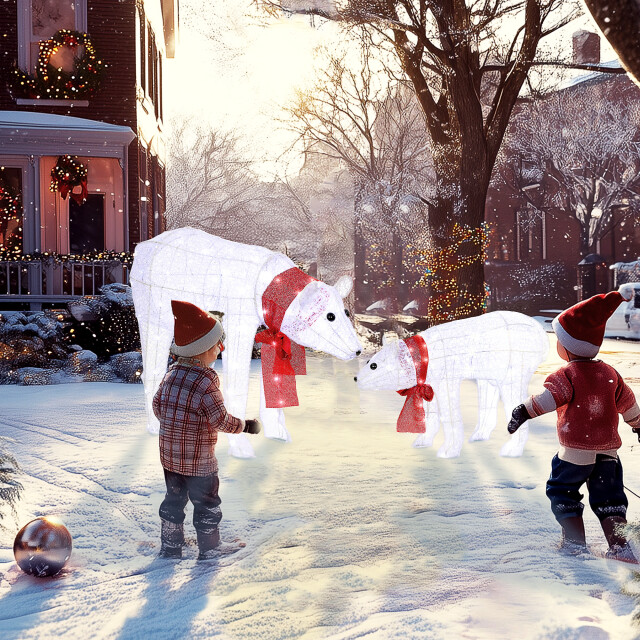 4goodz Set 2st kerstfiguur ijsberen met led verlichting 140 led 3392414 large