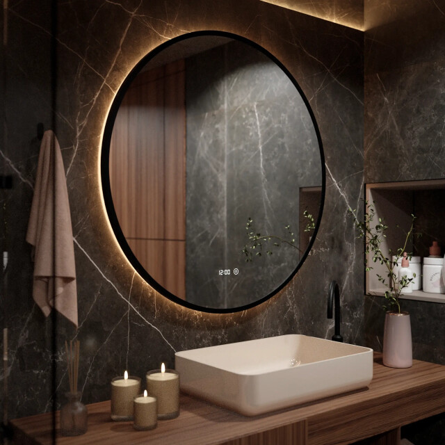 Mirlux Badkamerspiegel 120cm zwart frame 3274076 large