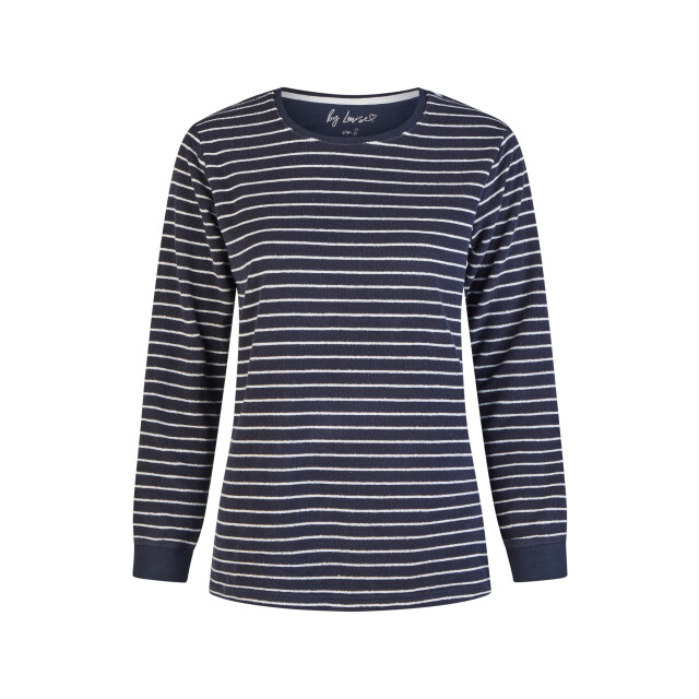 By Louise Dames winter pyjama set lang badstof donker gestreept BL-6158-02 large