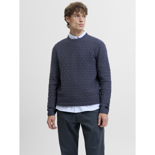 Jack & Jones Jprblasimon structure knit crew neck ln navy 5219.37.0030 large