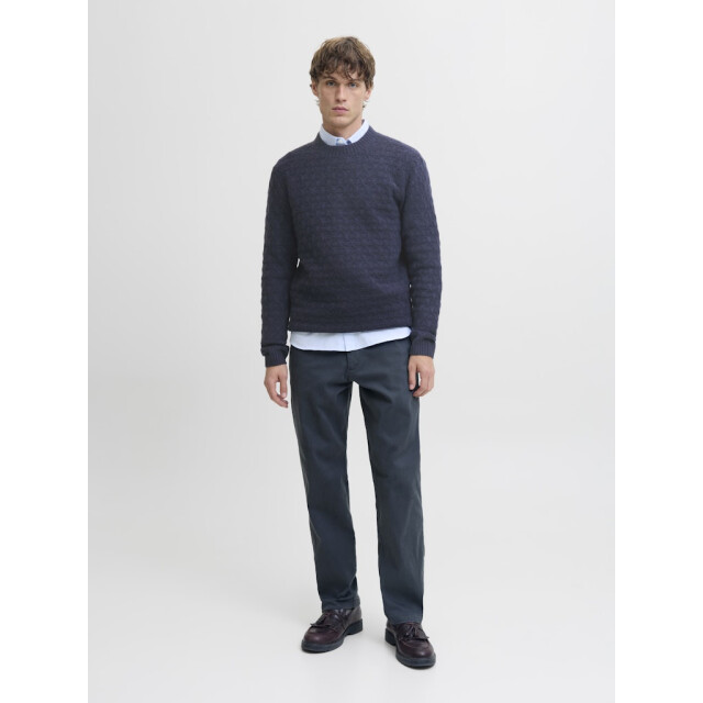Jack & Jones Jprblasimon structure knit crew neck ln navy 5219.37.0030 large