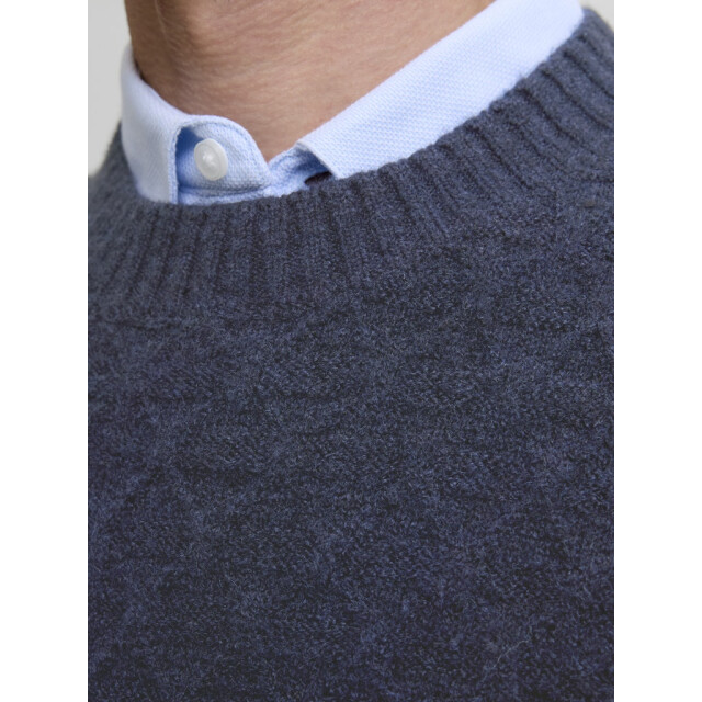 Jack & Jones Jprblasimon structure knit crew neck ln navy 5219.37.0030 large