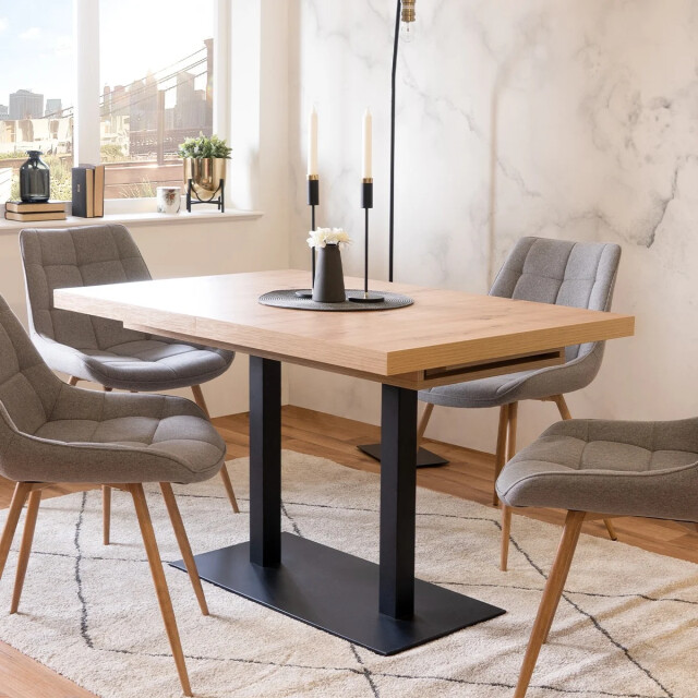 CaliCosy Uitschuifbare eettafel met ambachtelijk eiken en zwart decor l160-240 cm - 3394086 large