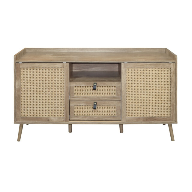 CaliCosy Dressoir met 2 deuren en 2 lades met rotan fronten l140 cm palmo 3394084 large