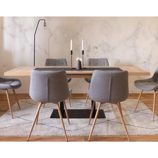 CaliCosy Uitschuifbare eettafel met ambachtelijk eiken en zwart decor l160-240 cm - 3394086 large