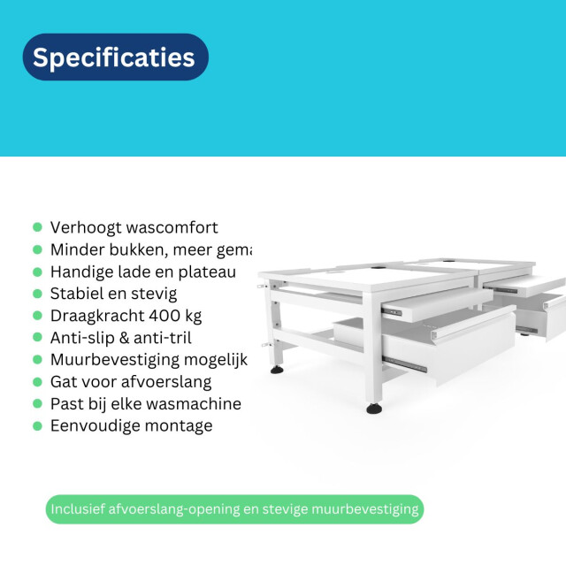 Wasophoogte Wasmachine verhoger – novapro met lade en plateau – 3392456 large
