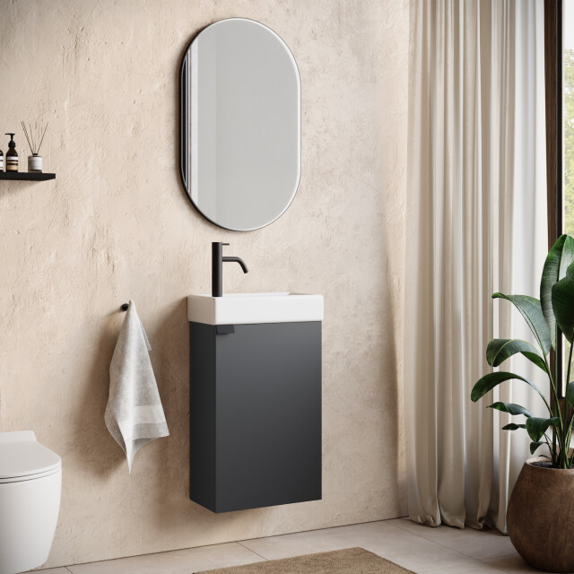 Badplaats Toiletmeubel apollo 40 x 22 cm antraciet fonteinmeubel met 3180982 large
