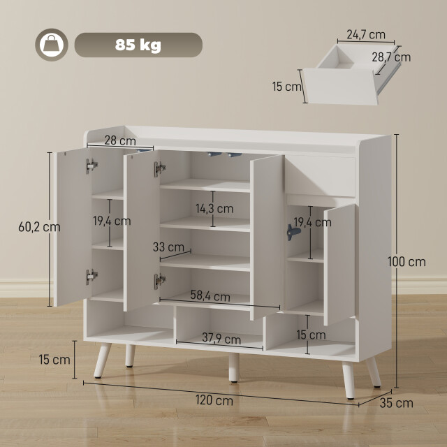 4goodz Xxl schoenenkast met 3 deuren verstelbare planken - 3392416 large