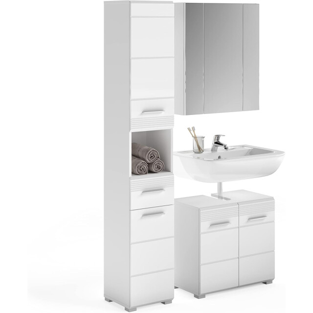 Furnilux 3-delige badmeubelset: onderkast, hoge kast, spiegelkast linus 3393225 large