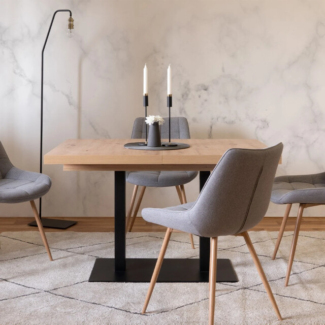 CaliCosy Uitschuifbare eettafel met ambachtelijk eiken en zwart decor l160-240 cm - 3394086 large