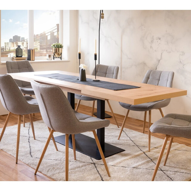 CaliCosy Uitschuifbare eettafel met ambachtelijk eiken en zwart decor l160-240 cm - 3394086 large