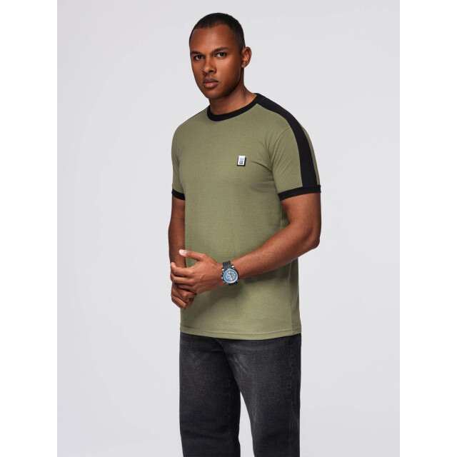 Ombre t-shirt heren olijf met bies TSCT-0115-1-1 large
