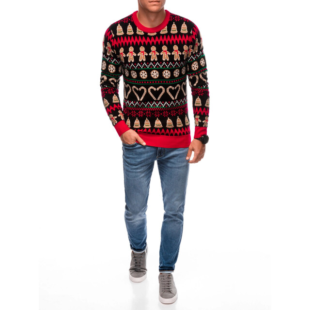 Ombre Italian style kerst trui heren rood zwart christmas V1-0105 large