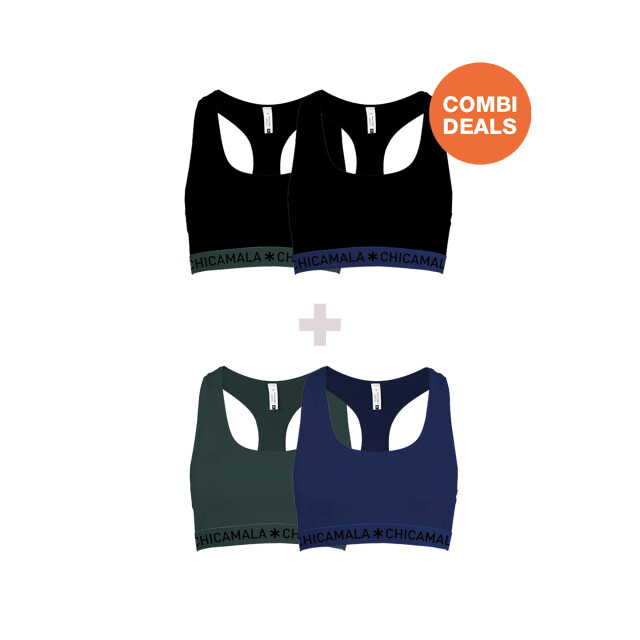 Muchachomalo Dames 2+2-pack boxershorts racerback effen CDSOLID1220-04 large