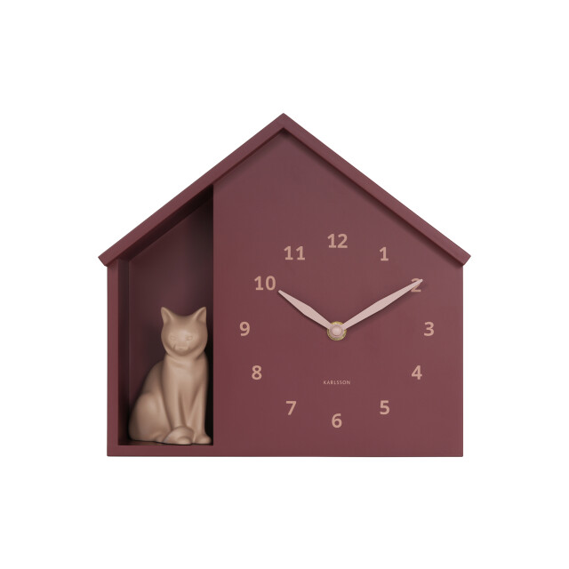 Karlsson wandklok siting cat bordeaux- Ø24,9cm 3259479 large