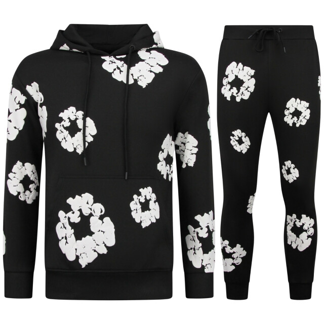 Top-Star Dik geweven trainingspak met bloemenprint all over print bloemenpak FF-5991 large