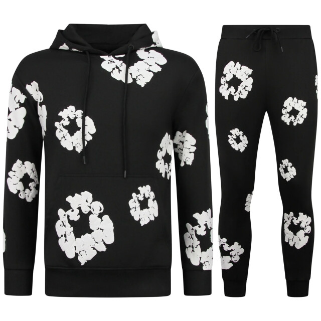 Top-Star Dik geweven trainingspak met bloemenprint all over print bloemenpak FF-5991 large