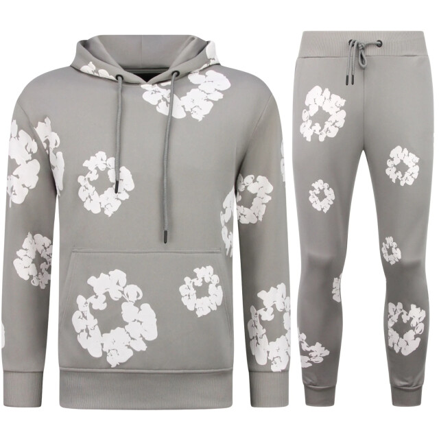 Top-Star Dik geweven trainingspak met bloemenprint all over print bloemenpak FF-5991 large
