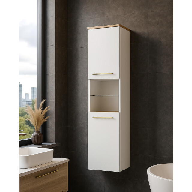 Badplaats Badkamerkast bravos 35 x 35 x 133 cm met eiken hangende 3195968 large