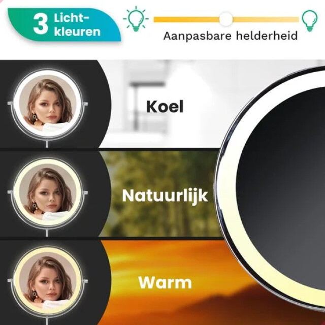 Mirlux Make-up spiegel oplaadbaar chroom 1-7x vergroting 3083718 large