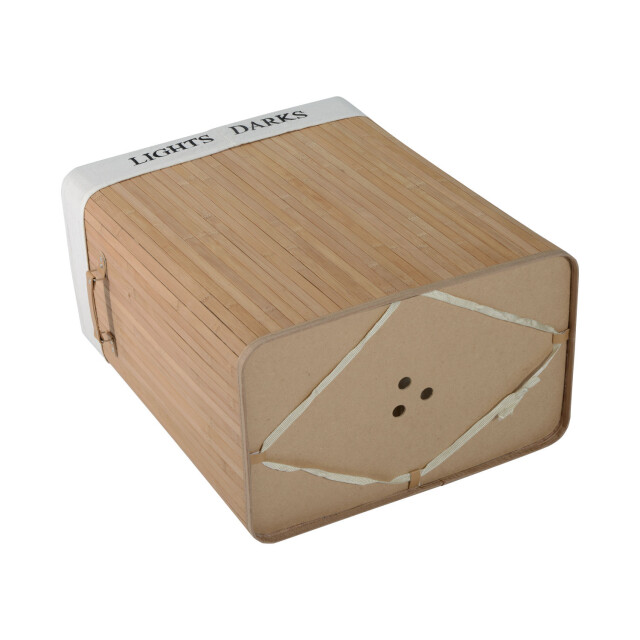 4goodz Wasmand bamboe met deksel 2 vakken 100 liter - 3404379 large