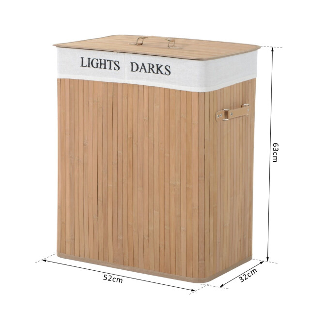 4goodz Wasmand bamboe met deksel 2 vakken 100 liter - 3404379 large