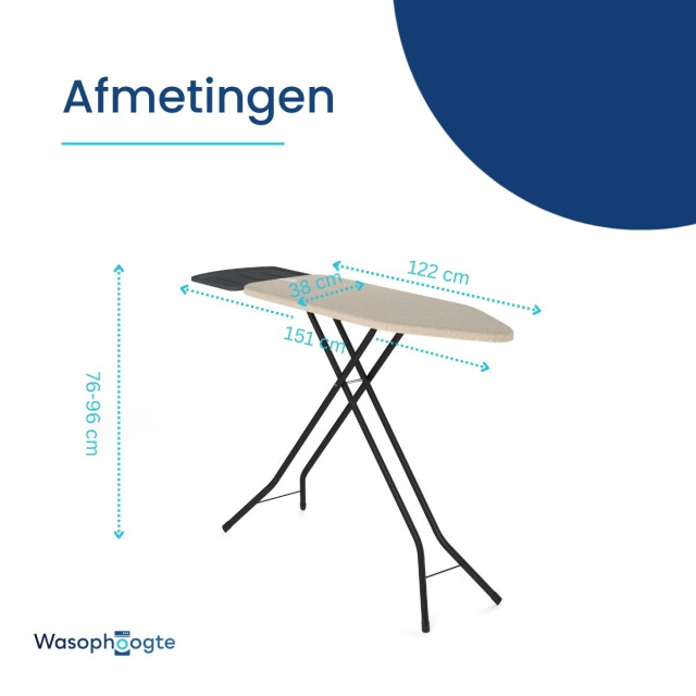 Wasophoogte Strijkplank, extra breed, 122*38 cm (l*b) 3264696 large